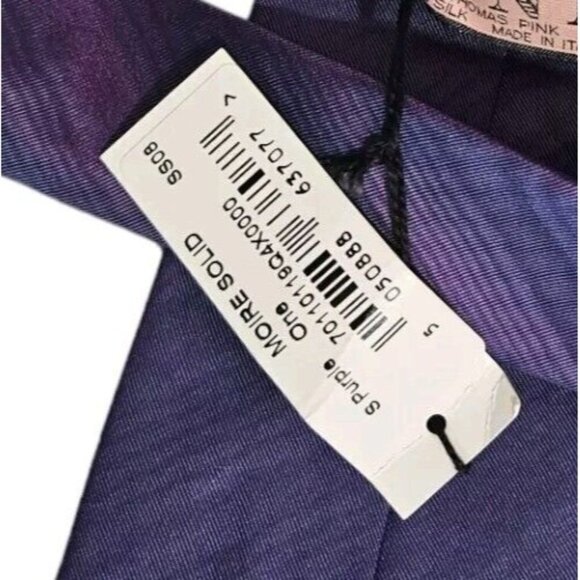 NWT THOMAS PINK Men's 100% Silk Necktie LUXURY Tie Blue Purple Striped W:3.5" - Picture 4 of 5